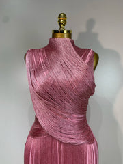 Sleeveless Tassel Turtleneck Bandage Maxi Dress