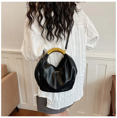 Metal Handle Soft PU Dumpling Shoulder Bag