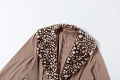 Deer Fur Trim Turn Down Collar Two Button Jacket