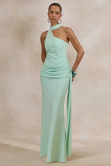 One Shoulder Waist Draped Maxi Dress