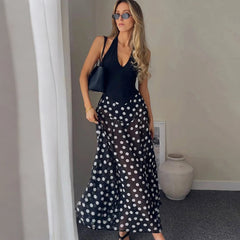 Polka Dot V-Neck Sleeveless Maxi Dress