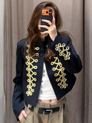 Black embroidered military inspired Jacket