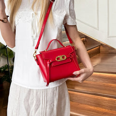 Structured Top Handle Short Gold Hardware Bag