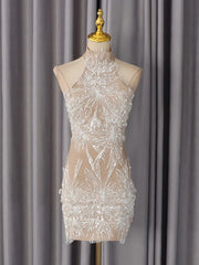 Applique Halter Neck Mini Dress