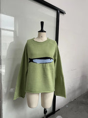 Animal Knit Crew Neck Sweater