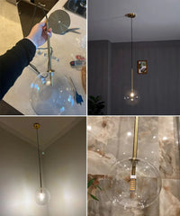Modern Clear Glass Ball Vintage Hanging Lamp for Loft Kitchen 