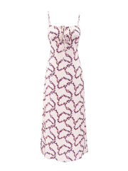 Square Neck Tie-Front Sleeveless Ankle-Length Dress