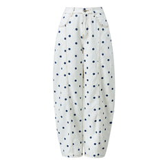 Polka Dot Print Wide Leg Jeans
