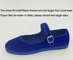 Velvet Buckle Strap Flats