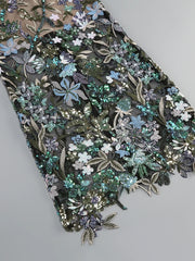 Strapless Sequin Embroidery Floral Sheath Maxi Dress