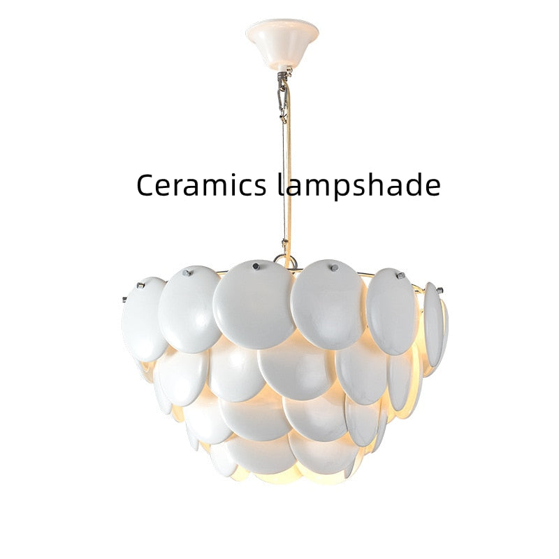White Ceramics Chandelier Lighting Bedroom Led Light Fixtures