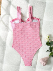 Textured One Piece Swimsuit Set