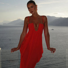 Flowing Draped Maxi Cover-Up Set