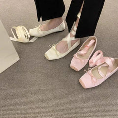 Floral Square Toe Flats