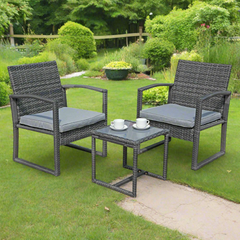 3PCS Outdoor Wicker Rattan Chair Cooffee Table Set Golden Atelier