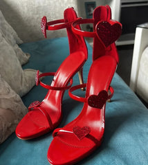 Red Lip Embellished Stiletto Sandals