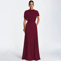 Draped Mock Neck Draped Maxi Dress