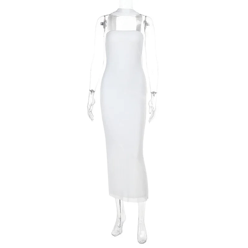 White dress on a mannequin against a white background