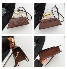 Alligator Textured Top Handle Bag