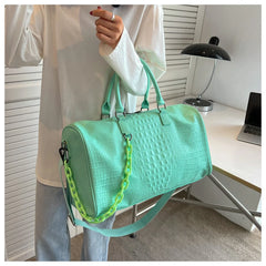 Crocodile Embossed Travel Duffle Bag