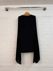 Pleated Cape Sleeve Mini Sheath Dress