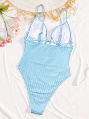 Textured ruffled trim one-piece swimsuit back view