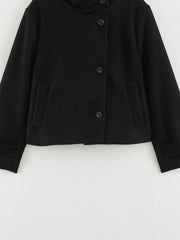 High Neck Solid Cropped Jacket