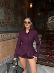 Diagonal Button Peplum Blazer