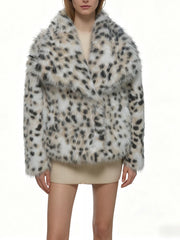 Spotted faux fur lapel jacket alternate front view