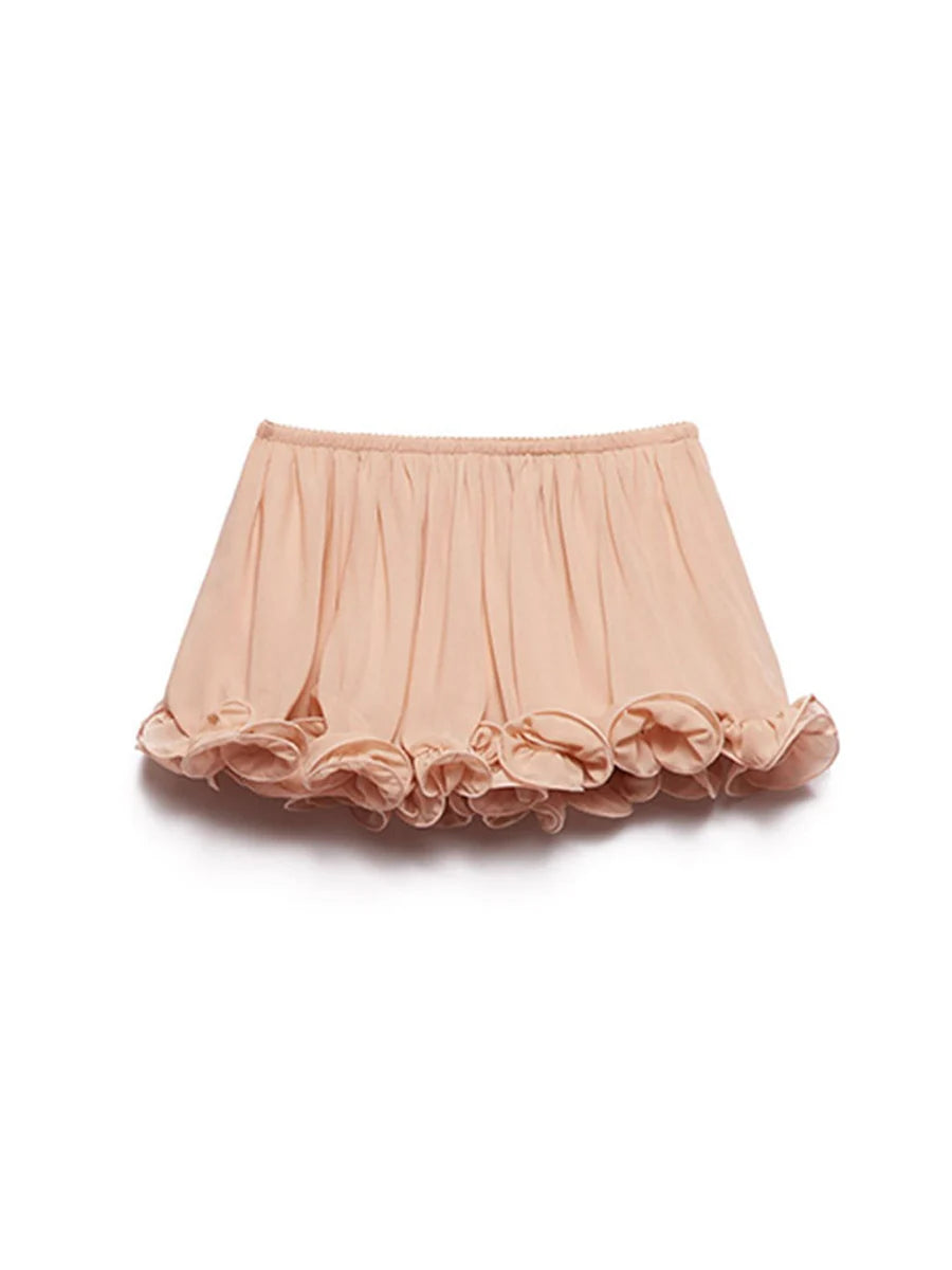 Pink ruffled skirt on a white background