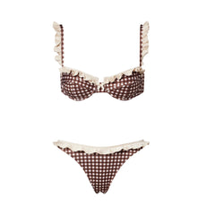 Polka Dot Gingham Ruffled Swimwear Set