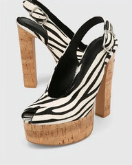 Platform Cork Heel Slingbacks