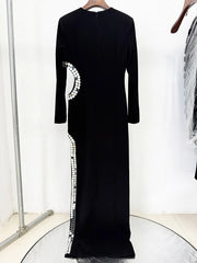 Black Cutout Embellished High Slit Maxi Dress