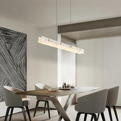 Luxury Marble LED Chandelier pendant lamp  illuminating a  dining table Golden Atelier 2