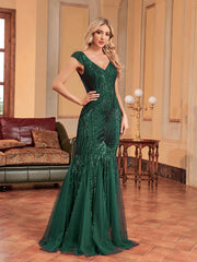 Sleeveless Sequin Mermaid Maxi Prom Gowns For Women