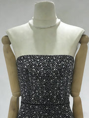 Black Strapless Gradient Sequin Beaded Midi Dress