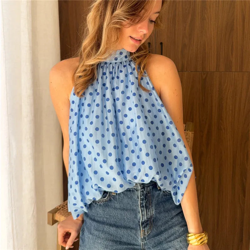Polka dot halter neck top