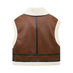 Turn-Down Collar Sleeveless Vest Coat