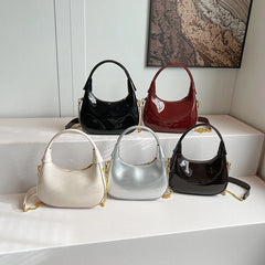 Small Glossy Faux Leather Saddle Bags