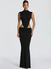Cutout High Neck Maxi Dress