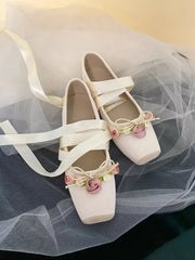 Floral Square Toe Flats