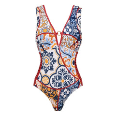 Majolica Tile Pattern Halterneck Bikini Set