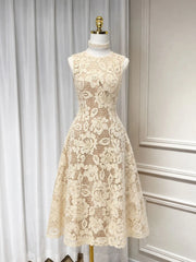 Round Neck Sleeveless Lace Midi Dress
