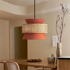 Hand Woven Rattan Pendant Lamp with LED Lighting Fixture