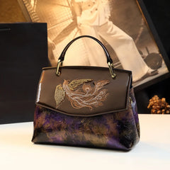 Embroidery Women's Leather Ladies Portable Shell Bags