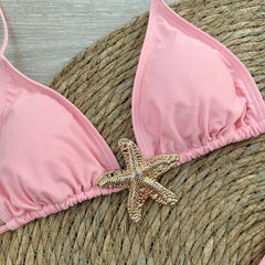 Black Starfish Embellished Bikini Set