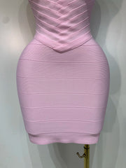 Ribbed Strap Bandage Mini Dress