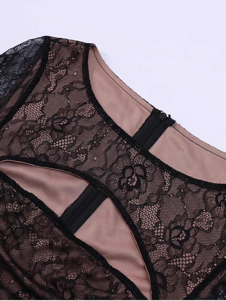 Black lace lingerie on a white background