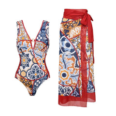 Majolica Tile Pattern Halterneck Bikini Set