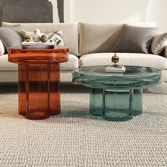 Transparent Round Minimalist Glass Coffee Table